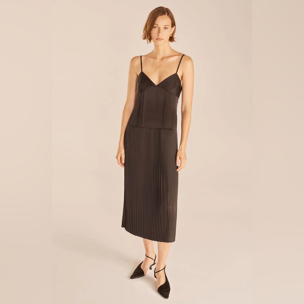 NWT Rebecca Taylor Black Sateen Slip Dress